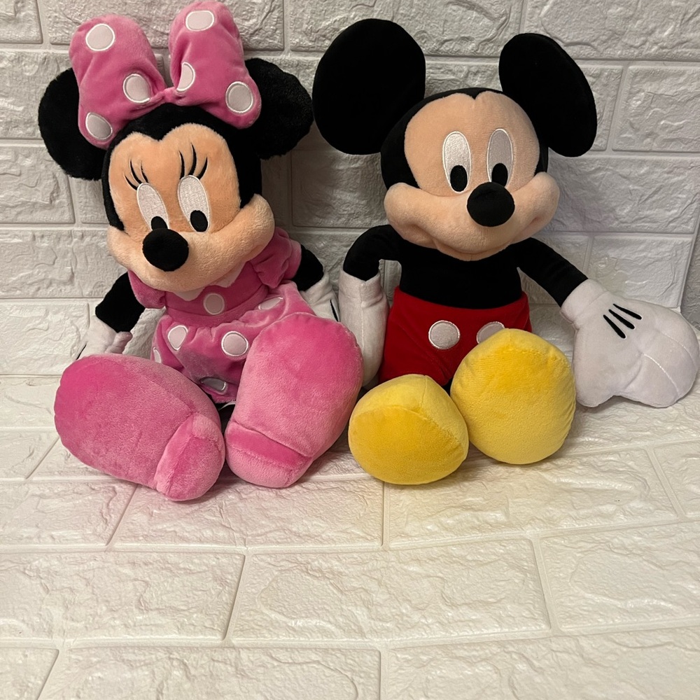 Disney Mickey and Minnie Plush Toys - Pink, Red, Yellow